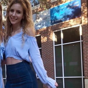 Light Blue Long Sleeve Crop Top